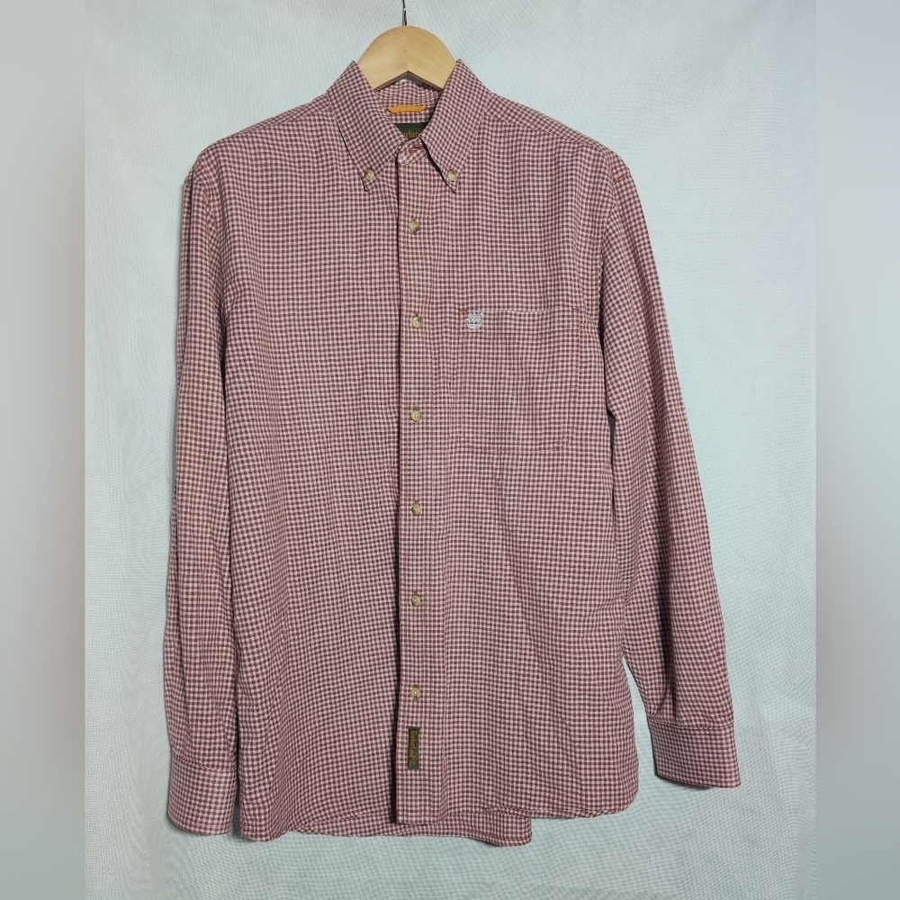 Timberland Men's Sz M Red Gingham Button Down Shirt